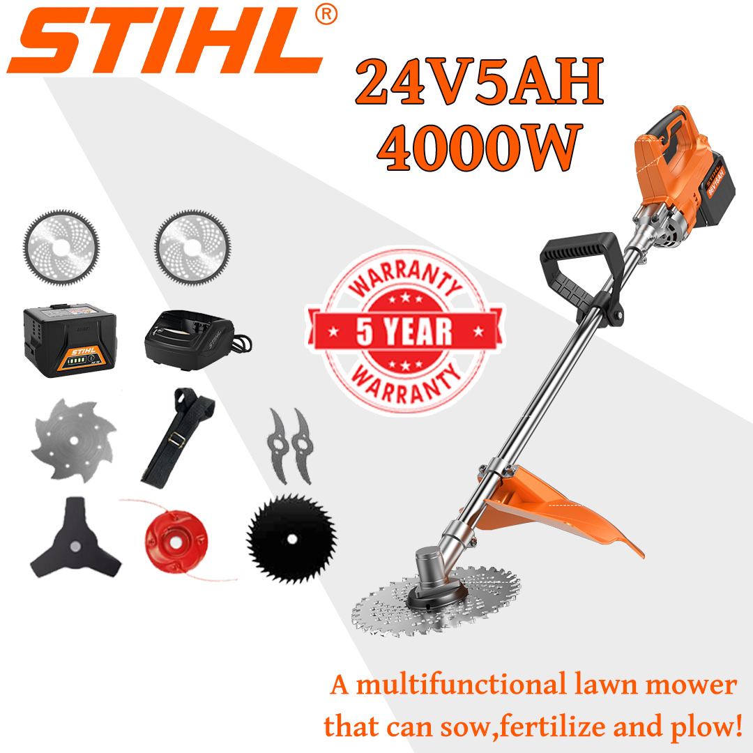 [Modelo padrão] Cortador de grama (4000w24V5AH) + lâmina de liga * 2 + lâmina de serra de liga * 2 + cabeça de corte de liga * 1 + faca de três lâminas * 1 + carregador + bateria * 1 + cinto * 1 + outros acessórios + 5 anos de garantia