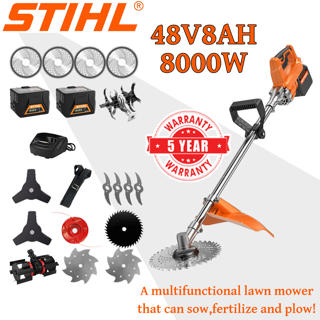 [Modelo de luxo] Cortador de grama (8000w48V8AH) + cabeça de lâmina *1 + roda de ajuste *1 + lâmina de serra de liga *4 + lâmina de serra de liga *4 + cabeça de lâmina de liga *1 + lâmina tripla *2 + lâmina antibloqueio *1 + lâmina de aço *2 + carregador + bateria *2 + alça *1 + outros acessórios + 10 anos de garantia